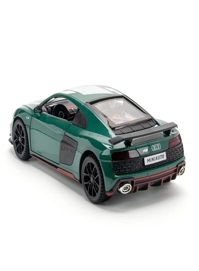 PEZYOX Scale Exclusive Alloy Metal Pull Back Die-cast Car Model with Sound Light Mini Auto Toy for Kids Metal Model Toy Car with Sound and Light (1.24 Scale -DC AODI R8 V10-GREEN) - Image 2